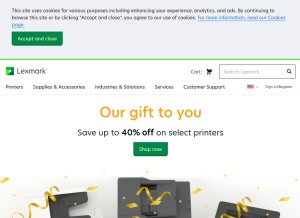How lexmark.com looks like on a tablet such as an iPad.