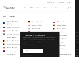 How lexus-europe.com looks like on a tablet such as an iPad.