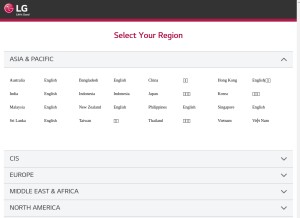 How lg.com looks like on a tablet such as an iPad.