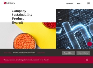 How lgchem.com looks like on a tablet such as an iPad.