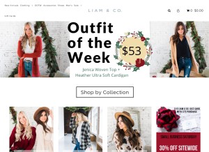 How liamandcompany.com looks like on a tablet such as an iPad.