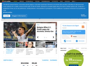 How libero.it looks like on a tablet such as an iPad.
