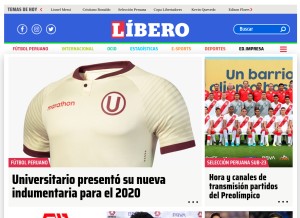 How libero.pe looks like on a tablet such as an iPad.