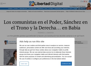 How libertaddigital.com looks like on a tablet such as an iPad.