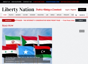 How libertynation.com looks like on a tablet such as an iPad.