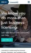 How licensehq.com looks like on a mobile device such as an iPhone.