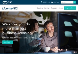 How licensehq.com looks like on a tablet such as an iPad.