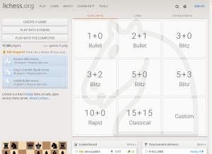 How lichess1.org looks like on a tablet such as an iPad.