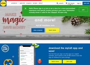 How lidl.com looks like on a tablet such as an iPad.