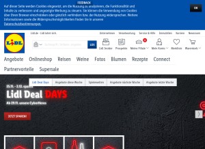 How lidl.de looks like on a tablet such as an iPad.