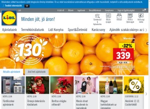 How lidl.hu looks like on a tablet such as an iPad.