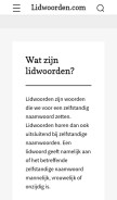 How lidwoorden.com looks like on a mobile device such as an iPhone.