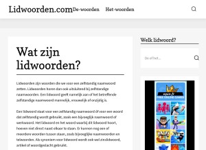 How lidwoorden.com looks like on a tablet such as an iPad.