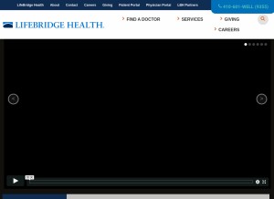 How lifebridgehealth.org looks like on a tablet such as an iPad.