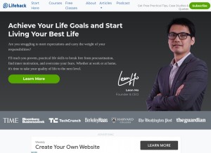 How lifehack.org looks like on a tablet such as an iPad.
