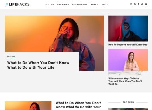 How lifehacks.io looks like on a tablet such as an iPad.