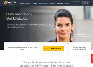 How lifelock.com looks like on a tablet such as an iPad.