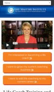 How lifemasteryinstitute.com looks like on a mobile device such as an iPhone.
