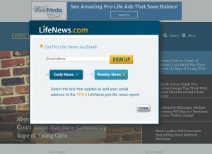 How lifenews.com looks like on a tablet such as an iPad.