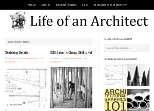 How lifeofanarchitect.com looks like on a tablet such as an iPad.