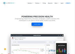 How lifeomic.com looks like on a tablet such as an iPad.