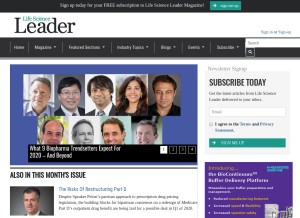 How lifescienceleader.com looks like on a tablet such as an iPad.