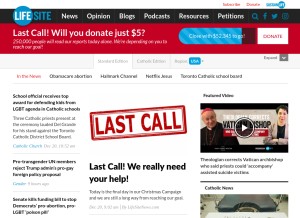 How lifesitenews.com looks like on a tablet such as an iPad.