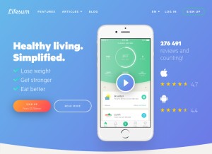 How lifesum.com looks like on a tablet such as an iPad.