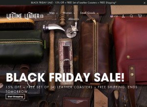 How lifetimeleather.com looks like on a tablet such as an iPad.