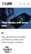 How lifx.com looks like on a mobile device such as an iPhone.