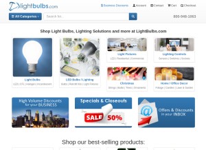 How lightbulbs.com looks like on a tablet such as an iPad.