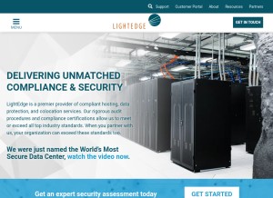 How lightedge.com looks like on a tablet such as an iPad.