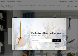 How lightology.com looks like on a tablet such as an iPad.