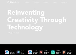 How lightricks.com looks like on a tablet such as an iPad.