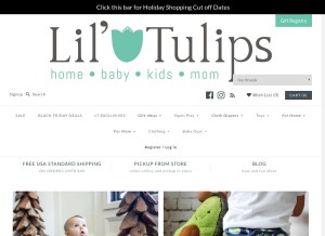 How liltulips.com looks like on a tablet such as an iPad.
