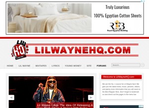 How lilwaynehq.com looks like on a tablet such as an iPad.