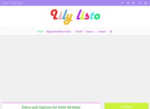 How lilylisto.com looks like on a tablet such as an iPad.