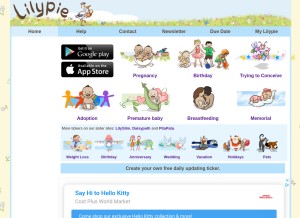 How lilypie.com looks like on a tablet such as an iPad.