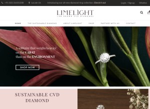 How limelightdiamonds.com looks like on a tablet such as an iPad.