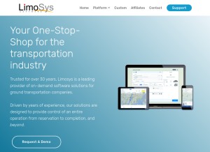 How limosys.com looks like on a tablet such as an iPad.