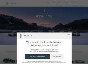 How lincoln.com looks like on a tablet such as an iPad.