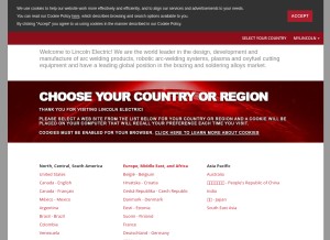How lincolnelectric.com looks like on a tablet such as an iPad.