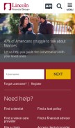 How lincolnfinancial.com looks like on a mobile device such as an iPhone.