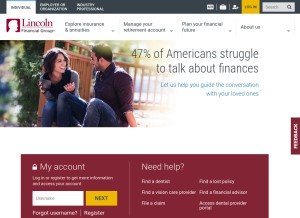 How lincolnfinancial.com looks like on a tablet such as an iPad.