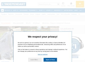 How lindependant.fr looks like on a tablet such as an iPad.