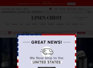 How linenchest.com looks like on a tablet such as an iPad.