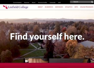 How linfield.edu looks like on a tablet such as an iPad.
