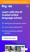 How lingoda.com looks like on a mobile device such as an iPhone.