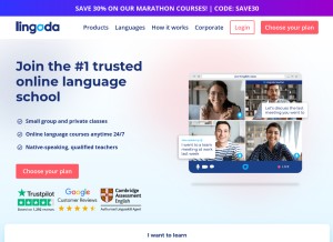 How lingoda.com looks like on a tablet such as an iPad.