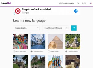 How lingohut.com looks like on a tablet such as an iPad.